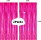 2-Pack Hot Pink Metallic Tinsel Foil Fringe Curtains 3.2x8.2ft Party Backdrop
